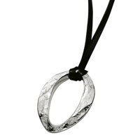 Sueno Sterling Silver pendant on leather necklet. Sueno is designed and made in Germany