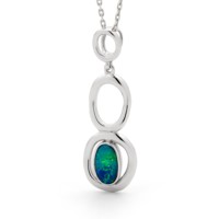 A simple sterling silver pendant at first glance; look closer and it becomes clear the attention to details paid to the finish of the jewellery and quality of doublet opal used in this lovely pendant.
