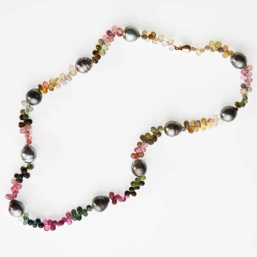 Zever's multi-coloured tourmaline and pearl necklace