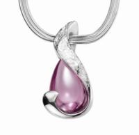 Sueno Sterling Silver pendant with purple teardrop Cubic Zirconia stone