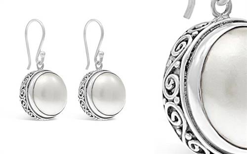 Stones & Silver's Mabe pearl sterling silver earrings