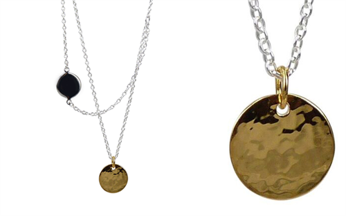 Moorejewels’ double chain silver necklace with hammered discs