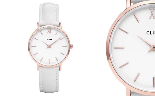 Cluse’s Minuit Rose Gold White Watch