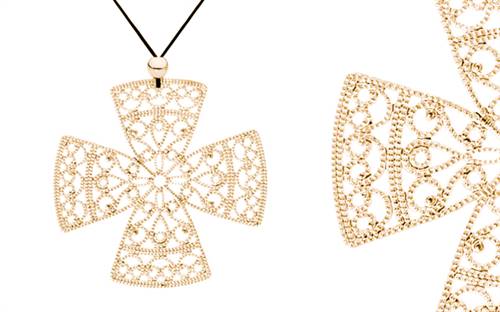 Fabuleux Vous’ Lacey Yellow Gold Cross Necklace