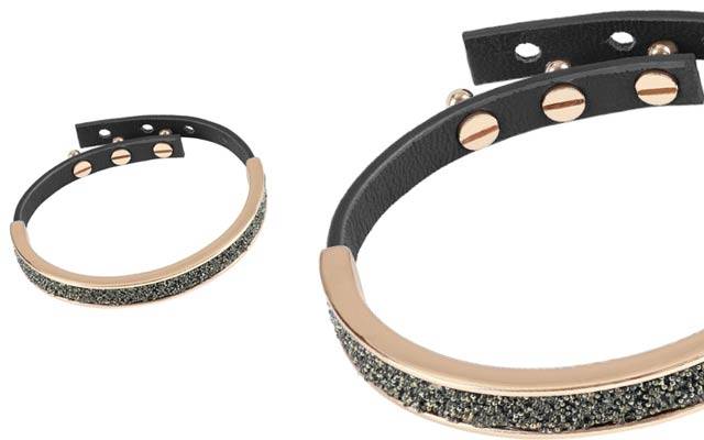 Adore by Swarovski Crystal fabric & leather cuff