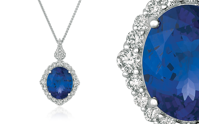 Alberto Collections New York cobalt blue tanzanite and white diamond pendant