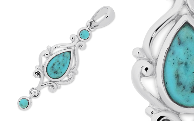 J S Landau Diamonds turquoise pendant