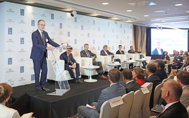Andrew Bone moderated panels at the RJC’s annual general meeting in Moscow, Russia earlier this year