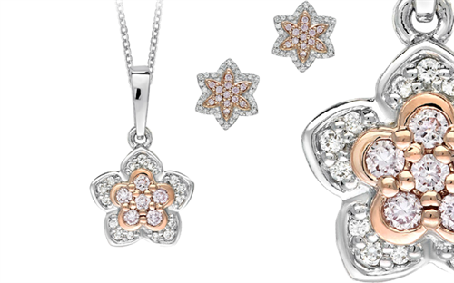 Blush Pink's Ariel earrings (right) and Taya pendant (left)