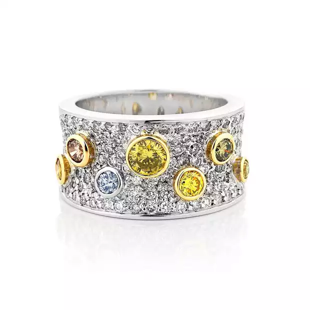 Rare coloured diamond pave´ ring by Aaron Wilson.