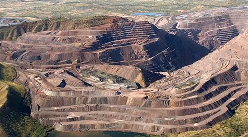 An aerial view of the Argyle Mine – the world's premier source of pink diamonds – which ceased production on 3 November after 37 years of operation. 