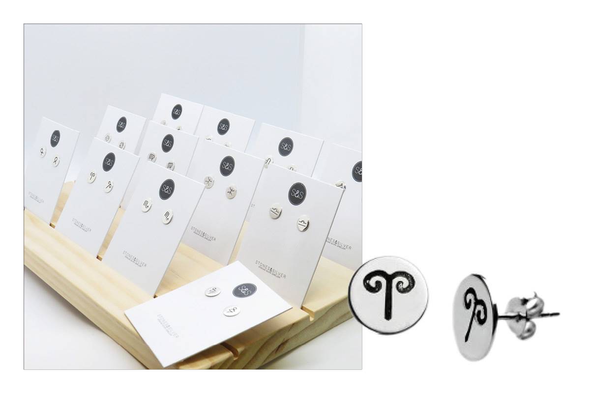 The Zodiac stud earring pack by Stones and Silver.