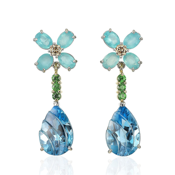 Flower drop earrings by Mark Evans.