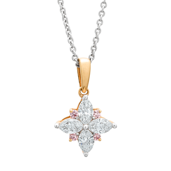 White marquise & Argyle pink diamond pendant by Rohan Milne.