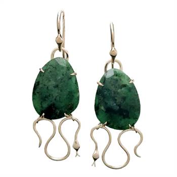 'Serpent Emerald' earrings by Larna Cooper.