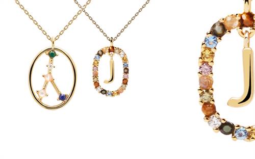 PDPaola's zodiac constellations and letter pendants.