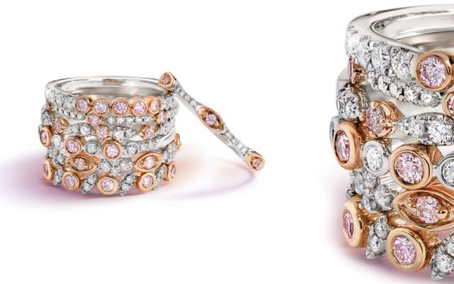 Mix-and-match Pink Kimberley stacker rings.