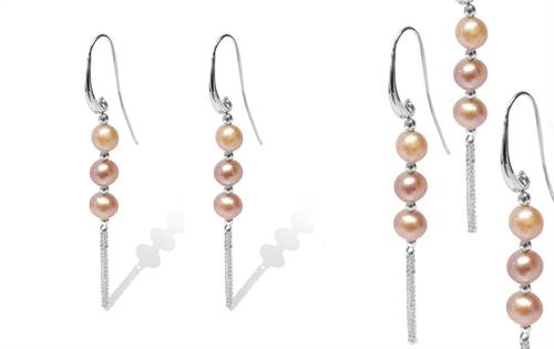 Freshwater pink pearl hook earrings by Fabuleaux Vous.