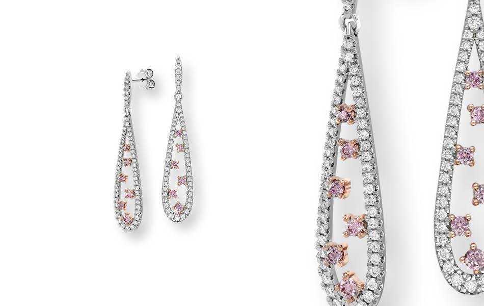 Pink Drop Pave Cubic Zirconia with Cats Eye Briolette Earrings Sterling Silver Pink Drop Pave Cubic Zirconia with Cats Eye Briolette Earrings Sterling Silver