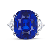 An antique 28-carat cushion brilliant-cut Burmese sapphire ring