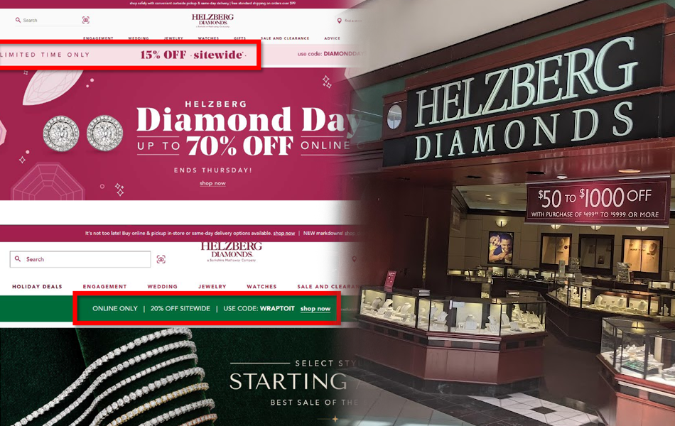  A class action has been filed against jewellery chain Helzberg Diamonds, alleging that the company’s website inaccurately claims products are being offered at discounted prices for a limited time. | Source: Class Action Lawsuits/Wheree