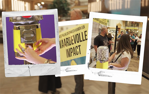 The Antwerp World Diamond Centre (AWDC) has completed a marketing campaign that features a gumball machine filled with lab-created diamonds that can be won for €5 ($AUD8.90). | Source: Antwerp World Diamond Centre