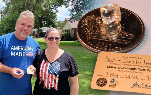 There’s been another exciting discovery at the Crater of Diamonds State Park, with a lucky couple stumbling across a 3.36-carat diamond. | Source: National Jeweler/NBC 6 South Florida