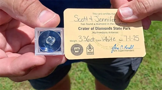 The 3.36-carat diamond is the second-largest diamond unearthed at the park this year.