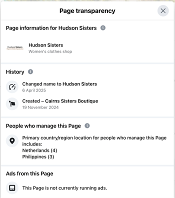 Hudson Sisters - Facebook Transparency