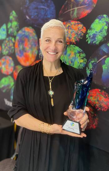 Nadia Neuman of Mondial, Sydney, showcases The Celestine at the 2025 Australian Opal Exhibition.