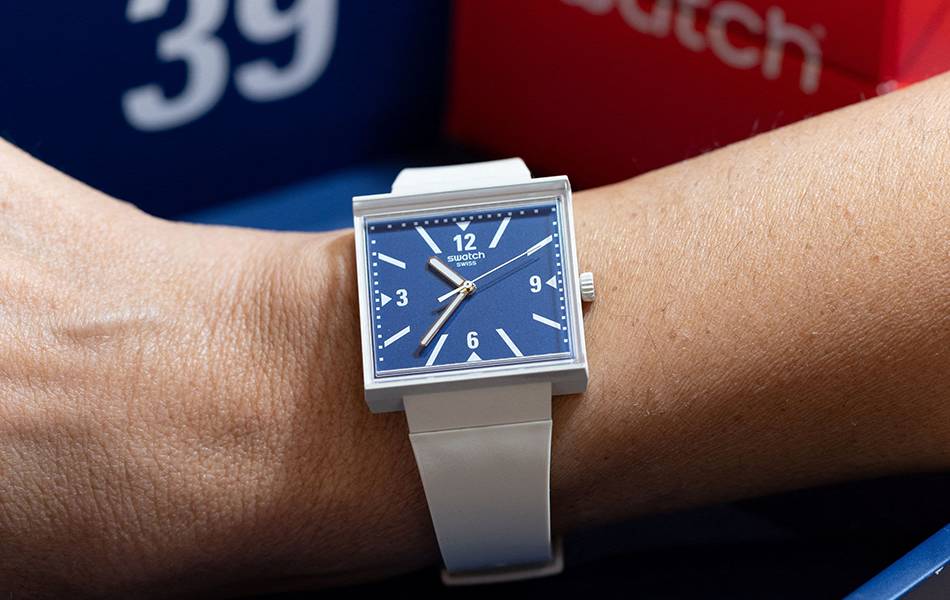 The Swatch Group has launched a special edition watch that playfully references the 39 per cent tariffs imposed by US President Donald Trump on Swiss imports. | Source: CNBC/Pierre Albouy/Reuters