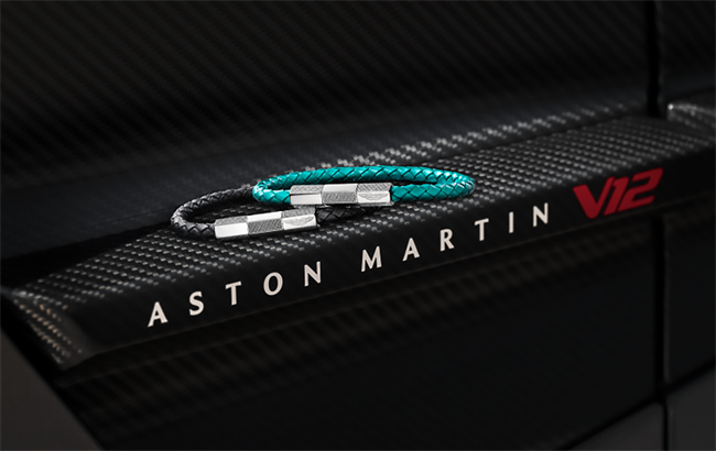 Aston Martin V12 braided leather bracelet.
