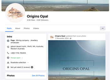 The Origins Opal account was created in September 2023 under the name ‘Sobuj’ and was later changed to Origins Opal in November 2024.