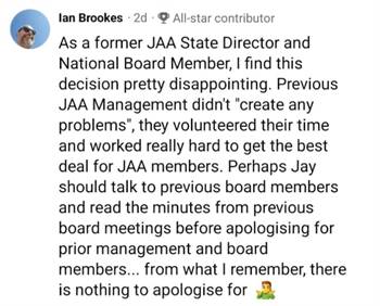 Former JAA board member Ian Brookes took to social media to suggest that the JAA has "nothing to apologise for." This was unusual, as the JAA has, in fact, issued multiple apologies.