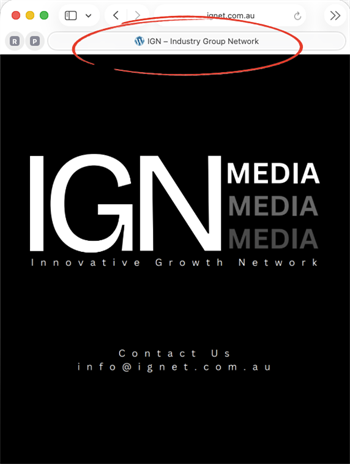 CONFUSION: Amanda Trotman directed ODMA members to the Industry Group Network (IGN) website (IGNet.com.au) but is appears to promote IGN Media or Innovate Network Group but the URL tab states: Industry Group Network.