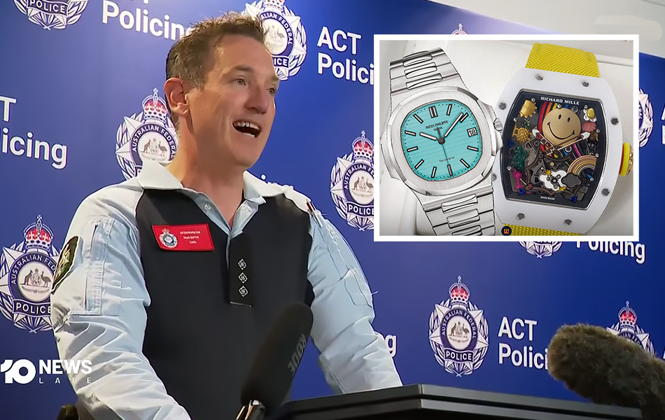 After a staggering multi-million dollar luxury goods theft in Australia in October, investigators have arrested and charged four French individuals in relation to the crime. | Source: 10 News/I FN love watches