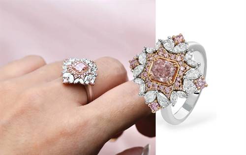 Ellendale Diamonds: The Grand Magnolia Ring embodies Australian elegance. Featuring a radiant Argyle pink diamond, floral diamond design in 18K white and rose gold. | Source: Ellendale Diamonds Australia