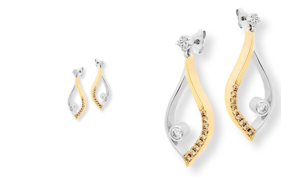 18ct white & yellow gold with champagne Argyle diamonds and brilliant-cut white diamond accents. Elegant movement & refined contrast.