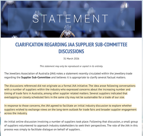 DISAVOW: Following its failure, on 31 March 2026 the JAA issued a new statement. Compare the new language after the investigation - it “did not originate as a formal JAA initiative” and rather than being a “structured platform” it was merely “an initial industry discussion”.