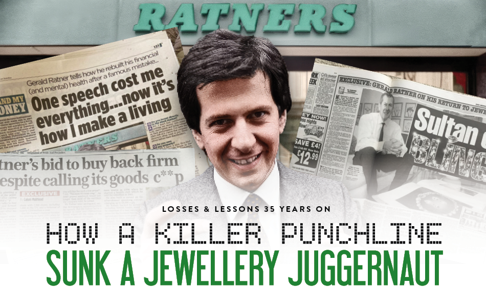 In 1991 Ratners Group jewellery empire was at its peak, boasting annual sales of more than £1.2 billion; however, it all disappeared 'overnight'. Astonishingly, the business controlled roughly 50 per cent of the UK jewellery market and generated profits exceeding £120 million.