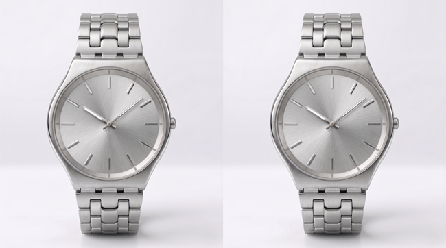 Distinction without a difference: The watch on the left is 