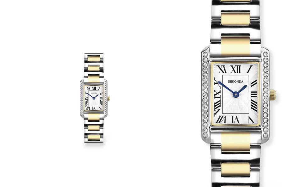 22mm two-tone steel case and bracelet, refined design that complements gold and silver jewellery perfectly. | Source: Sekonda