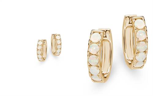  Sterling silver or 9ct gold earrings set with five Australian light opals — modern, timeless and naturally iridescent. | Source: Ikecho Australia
