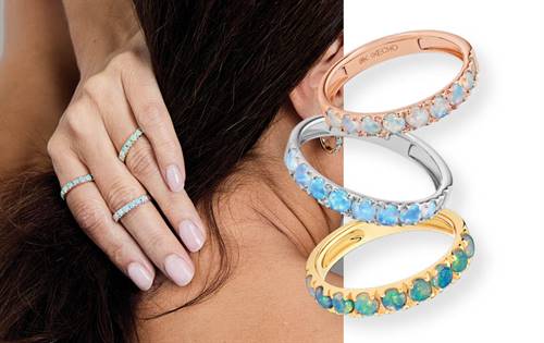 9ct gold or silver band set with Australian light opals — luminous, versatile and ideal for everyday wear. | Source: Ikecho Australia