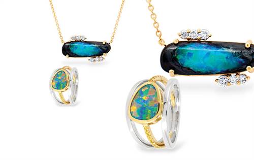 Handcrafted designs inspired by Australia’s landscapes, featuring fine opals, white and yellow diamonds. | Source: Soklich & Co.