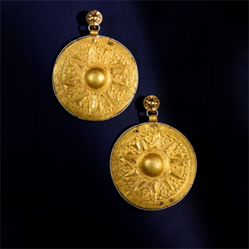 1st Millenium BC 18k yellow gold and diamond Ancient Disc earrings | Source: Barron London