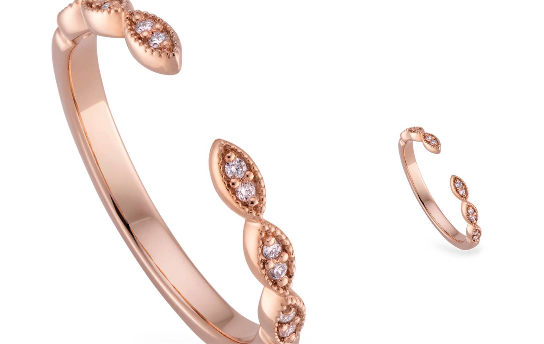Vintage-inspired contemporary design, ideal for stacking — natural or lab-created diamonds.| Source: Becks