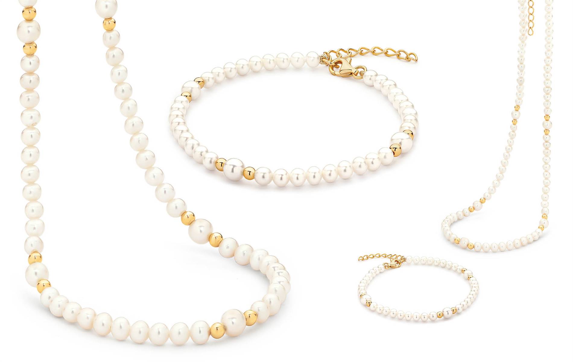 Freshwater pearls with gold-plated silver — timeless elegance with contemporary golden finish. | Souce: Ikecho Australia