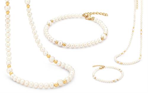 Freshwater pearls with gold-plated silver — timeless elegance with contemporary golden finish. | Souce: Ikecho Australia