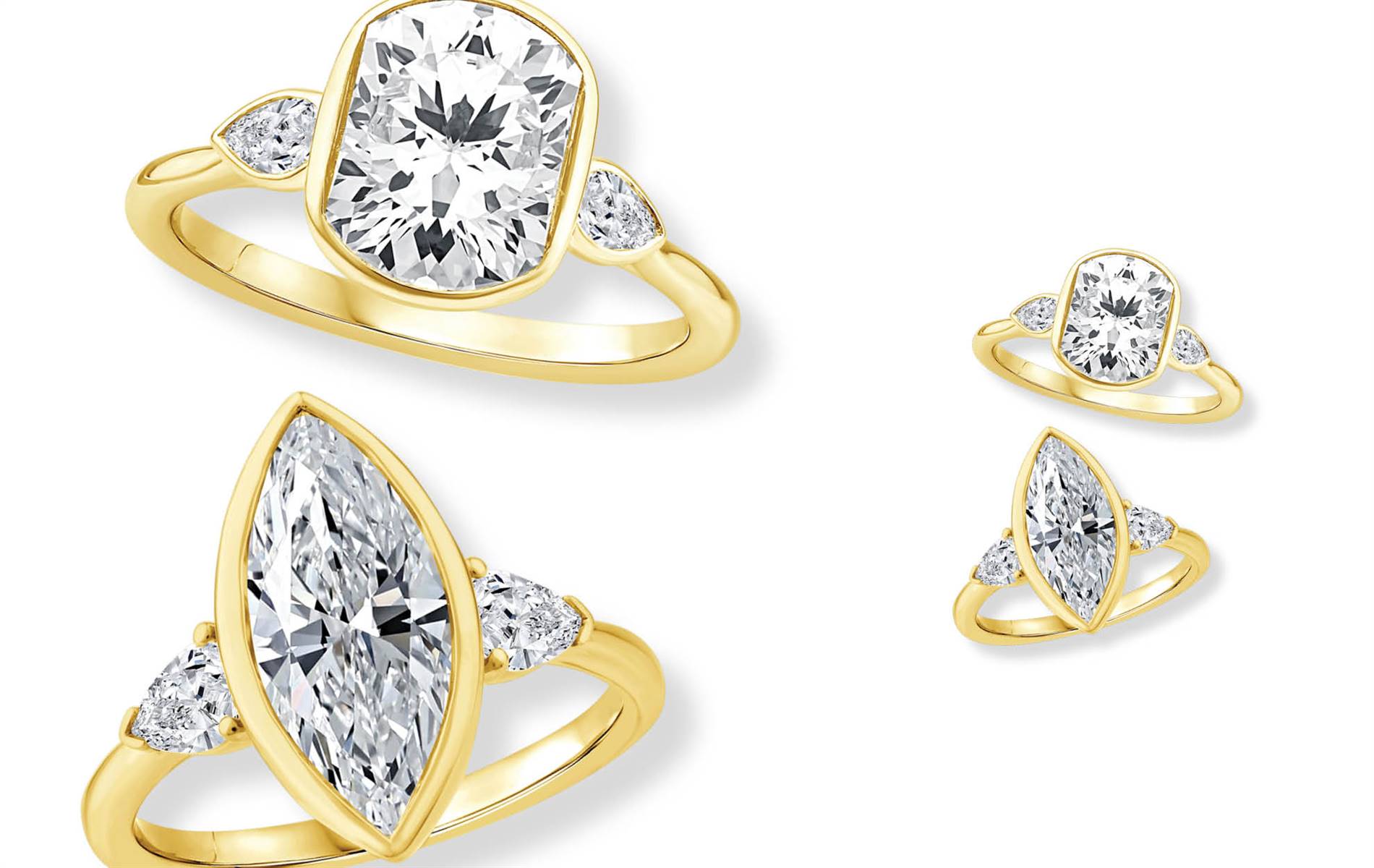 Sculptural contemporary design — exceptional brilliance, striking light-catching statement style. | Source: Lab Diamonds by DGA